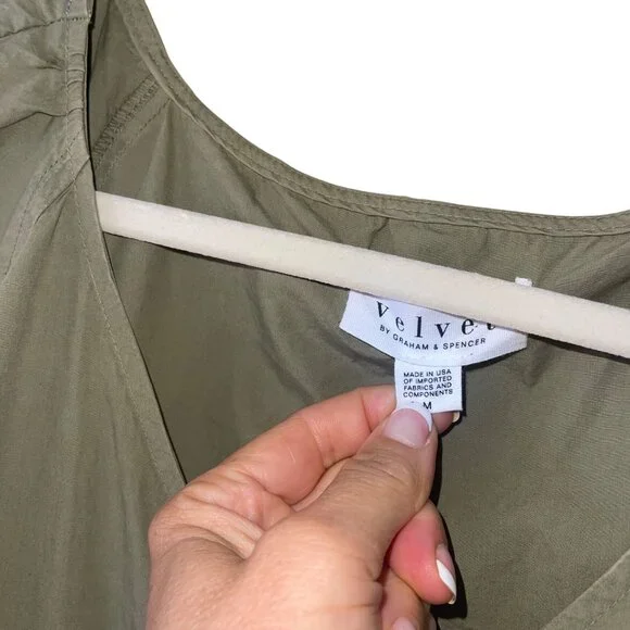 Velvet By Graham Spencer Womens Jumpsuit Size Medium Green Drucie Pure Cotton - Picture 3 of 11